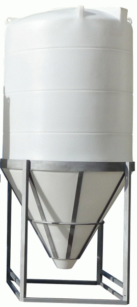 Conical / Cone Bottom, Food Grade LDPE Tank, 2350 Litre With Stand 