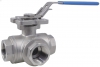 Ball Valve, Lever Handle, 316 Stainless Steel, 3-Way T-Port, 1-Pc FFF, BSP
