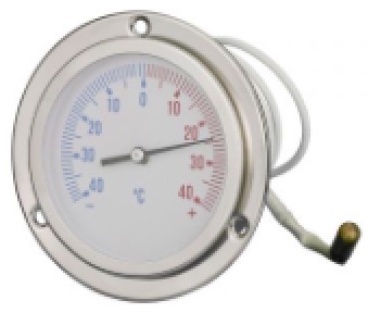 Capillary Thermometer / Temperature Gauge, Stainless Steel Case, Front Flange