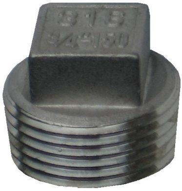 316 Stainless Steel Blanking Plug - Square Head, 150LB BSPT