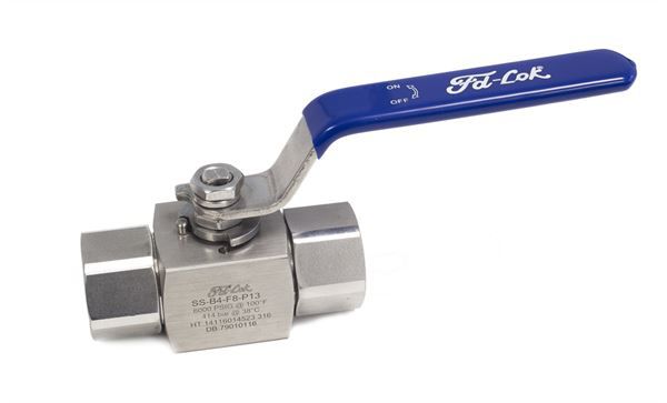Fd-Lok Ball Valve, Lever Handle, 316 Stainless Steel, FF, 6000 PSI BSPP