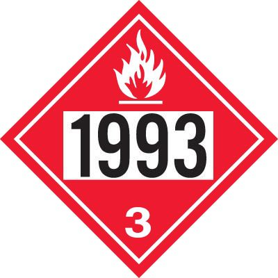 Gammon GTP-2135-12, Flammable Liquid / NOS / Fuel Oil, 1993 DOT Marker Flammable Decal, 3M, 11" Square