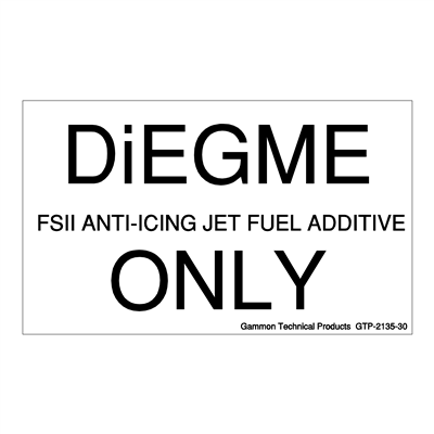 Gammon GTP-2135-30, DiEGME FSII Anti-Icing Jet Fuel Additive Only, 3M, 3"x5"