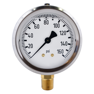 Gammon GTP-587, 2,1/2" Liquid Filled Pressure Gauge, Brass Thread