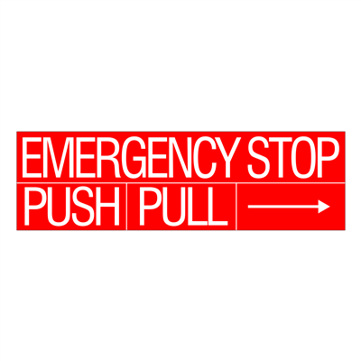 Gammon GTP-834-29, Emergency Stop Decal, 3M, 6"x20"