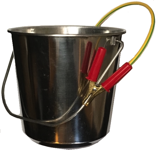 Fuel Sampling Bucket, Stainless Steel, Spun, Fitted With Grounding Cable and RACO Clip. 12L