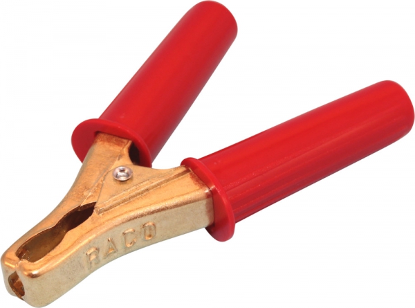 RACO Cast Brass Earthing Clip, Small, 10-16mm2, 300AMP, Red Handle