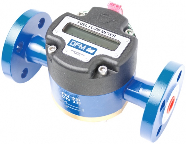 Technoton DFM Digital LCD Fuel Meter, for Marine Engine Fuel Consumption, Painted Aluminium, Flanged