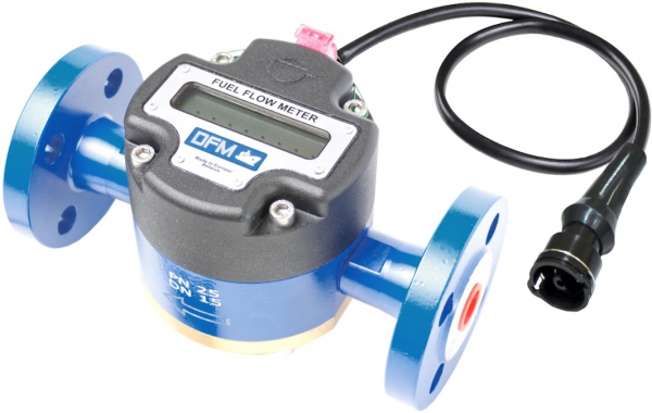 Technoton DFM Digital LCD Fuel Meter, With Pulse-Out for Marine Engine Fuel Consumption, Painted Aluminium, Flanged