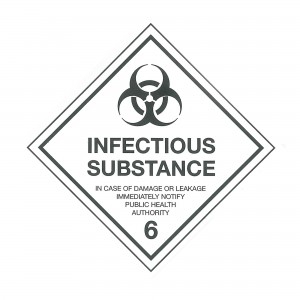 CLASS 6.2 (INFECTIOUS SUBSTANCE) HAZARD LABELS (50MM X 50MM), Roll of 250