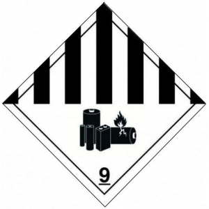 CLASS 9 LITHIUM BATTERY LABEL (100MM X 100MM), Roll of 250