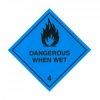 CLASS 4.3 (DANGEROUS WHEN WET) HAZARD LABELS (100MM X 100MM), Roll of 250