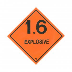 CLASS 1.6 (EXPLOSIVES) HAZARD LABELS (100MM X 100MM), Roll of 250