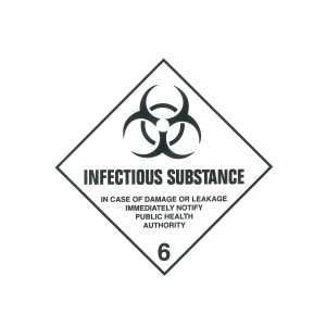 CLASS 6.2 (INFECTIOUS SUBSTANCE) HAZARD LABELS (250MM X 250MM), Roll of 20