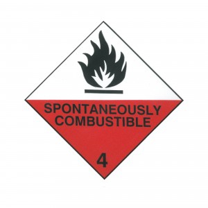 CLASS 4.2 (SPONTANEOUS COMBUSTION) HAZARD LABELS (100MM X 100MM), Roll of 250